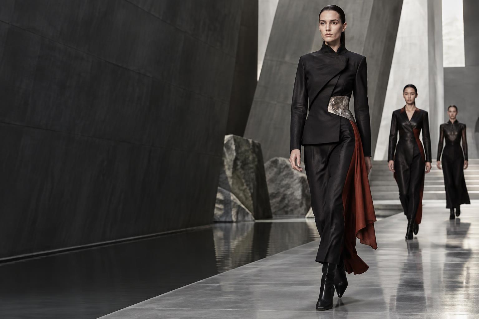 Editorial fashion runway scene